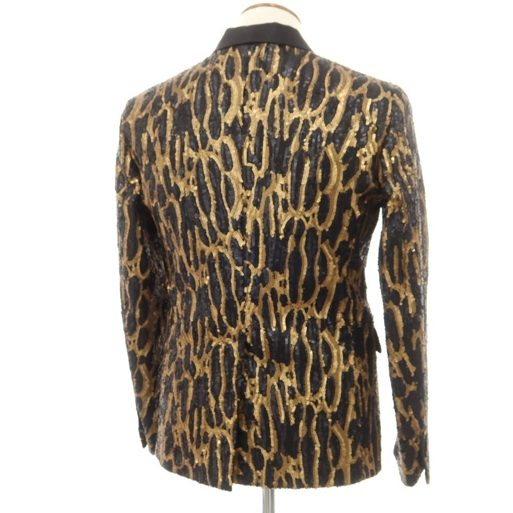 【新品アウトレット】ディースクエアード DSQUARED2 総スパンコール タキシードジャケット ブラックxゴールド【 46 】【 状態ランクN- 】【 メンズ 】