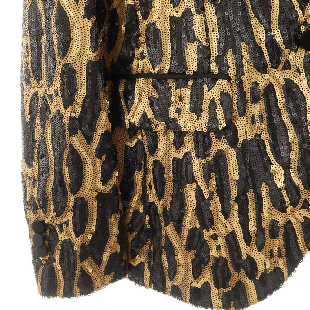 【新品アウトレット】ディースクエアード DSQUARED2 総スパンコール タキシードジャケット ブラックxゴールド【 46 】【 状態ランクN- 】【 メンズ 】