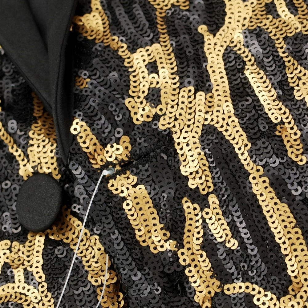 【新品アウトレット】ディースクエアード DSQUARED2 総スパンコール タキシードジャケット ブラックxゴールド【 46 】【 状態ランクN- 】【 メンズ 】