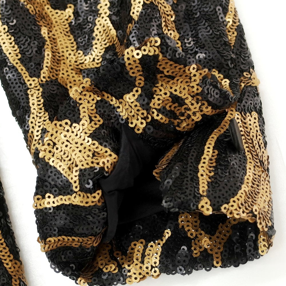 【新品アウトレット】ディースクエアード DSQUARED2 総スパンコール タキシードジャケット ブラックxゴールド【 46 】【 状態ランクN- 】【 メンズ 】