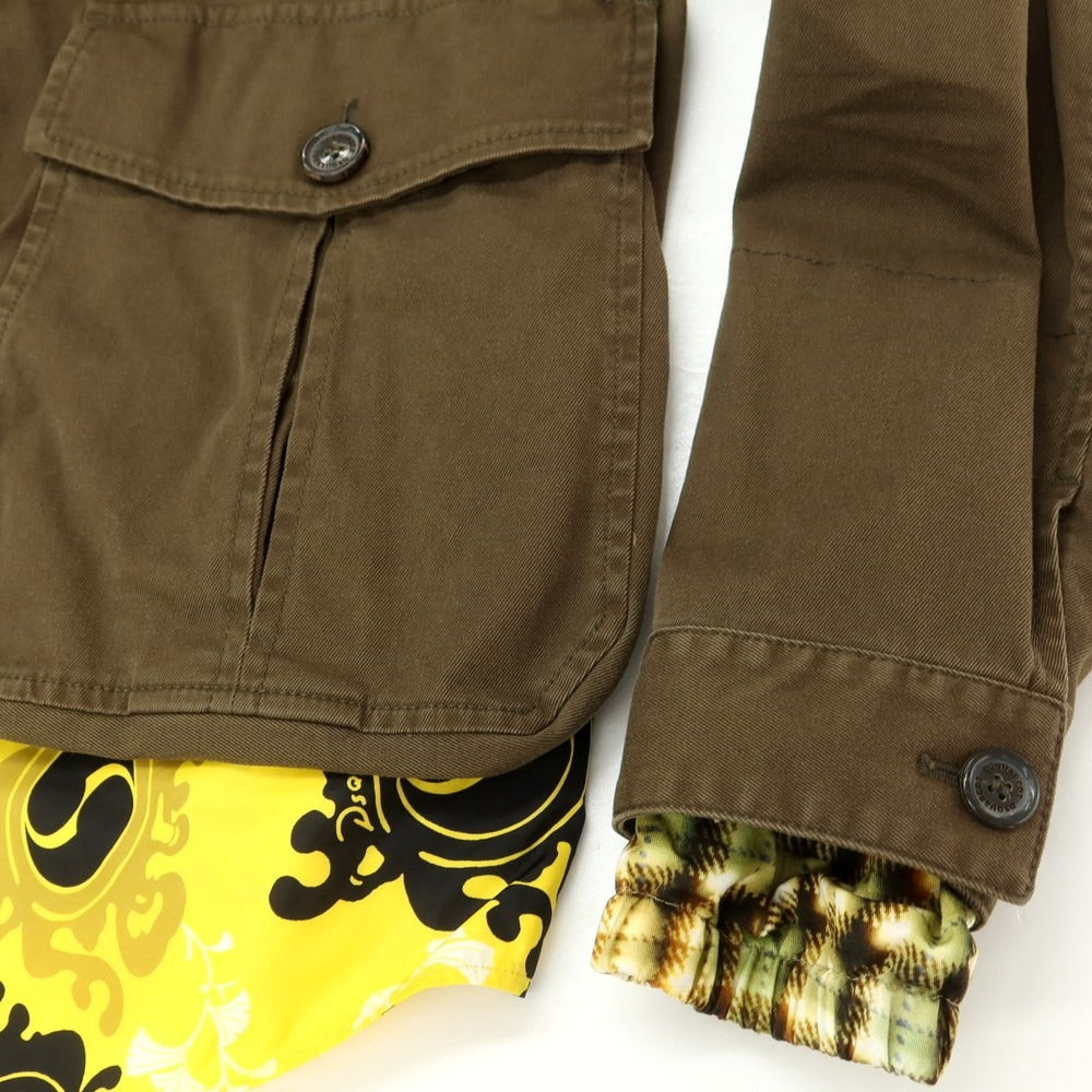 【新品】ディースクエアード DSQUARED2 ストレッチコットン 切替 ミリタリージャケット オリーブxイエロー【 44 】【 状態ランクN 】【 メンズ 】