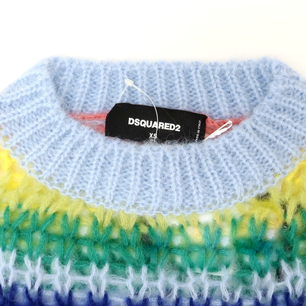 【新品】ディースクエアード DSQUARED2 モヘヤナイロンアクリルウール プルオーバーニット マルチカラー【 XS 】【 状態ランクN 】【 メンズ 】