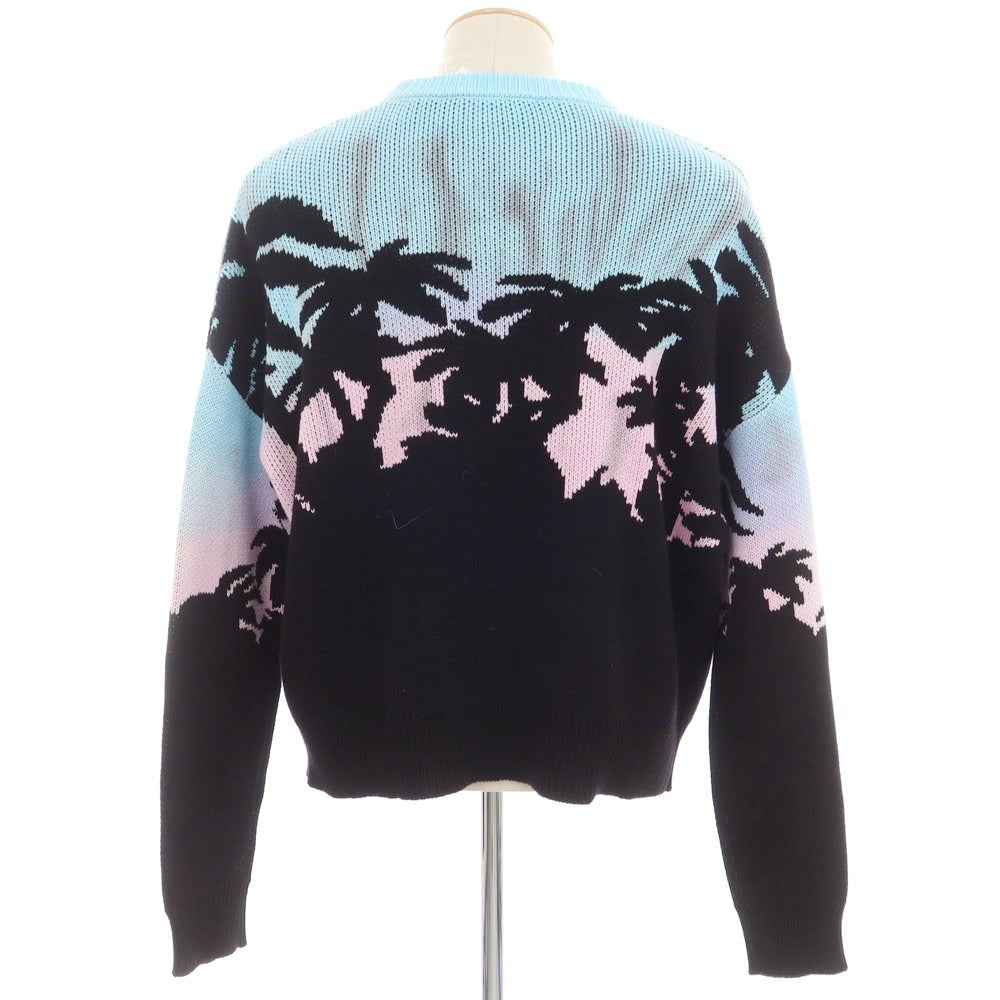 【新品】ディースクエアード DSQUARED2 ミドルゲージ コットン クルーネック プルオーバーニット ブラックxライトブルー【 XS 】【 状態ランクN 】【 メンズ 】