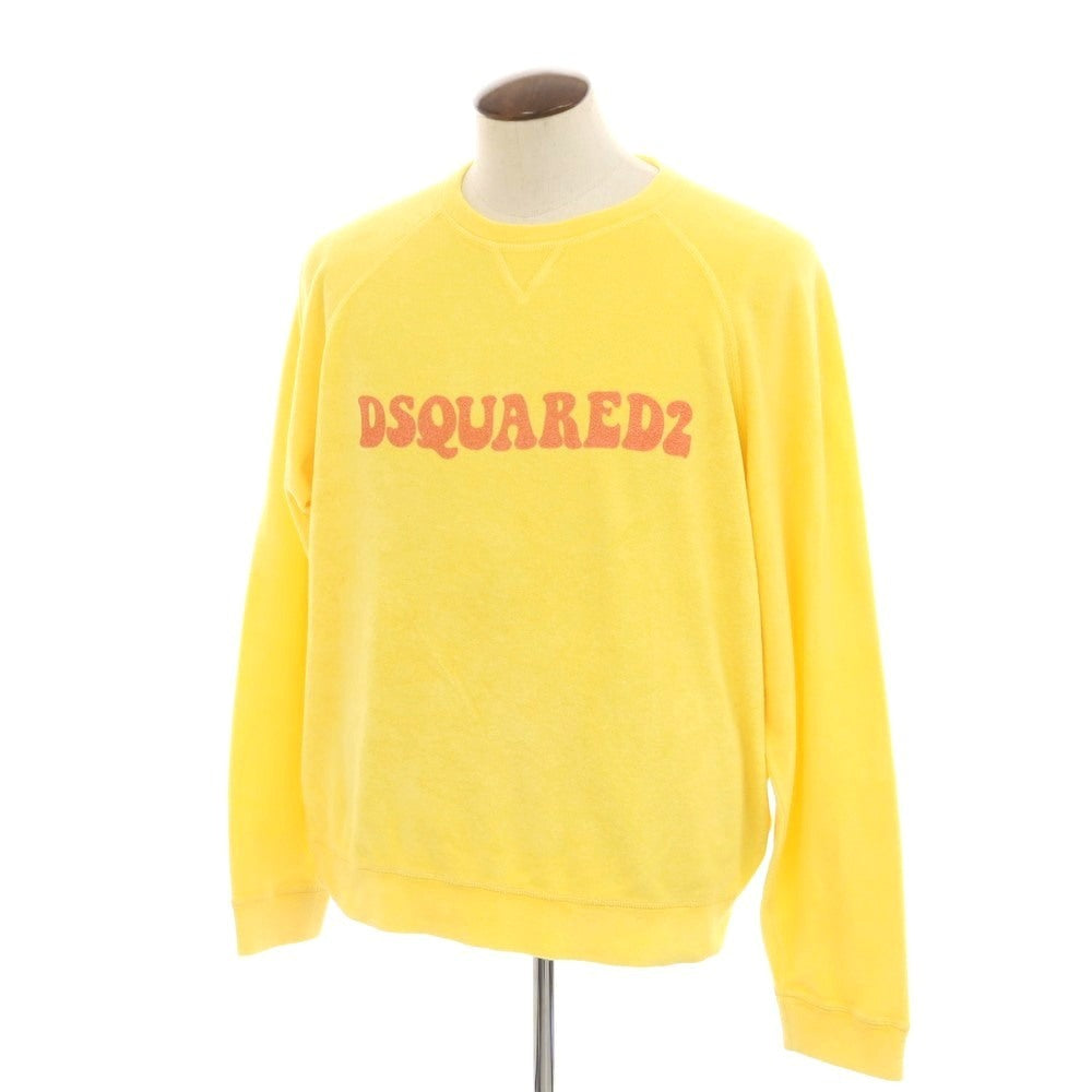 【新品】ディースクエアード DSQUARED2 コットンナイロン パイル クルーネック スウェット イエロー【 XL 】【 状態ランクN 】【 メンズ 】