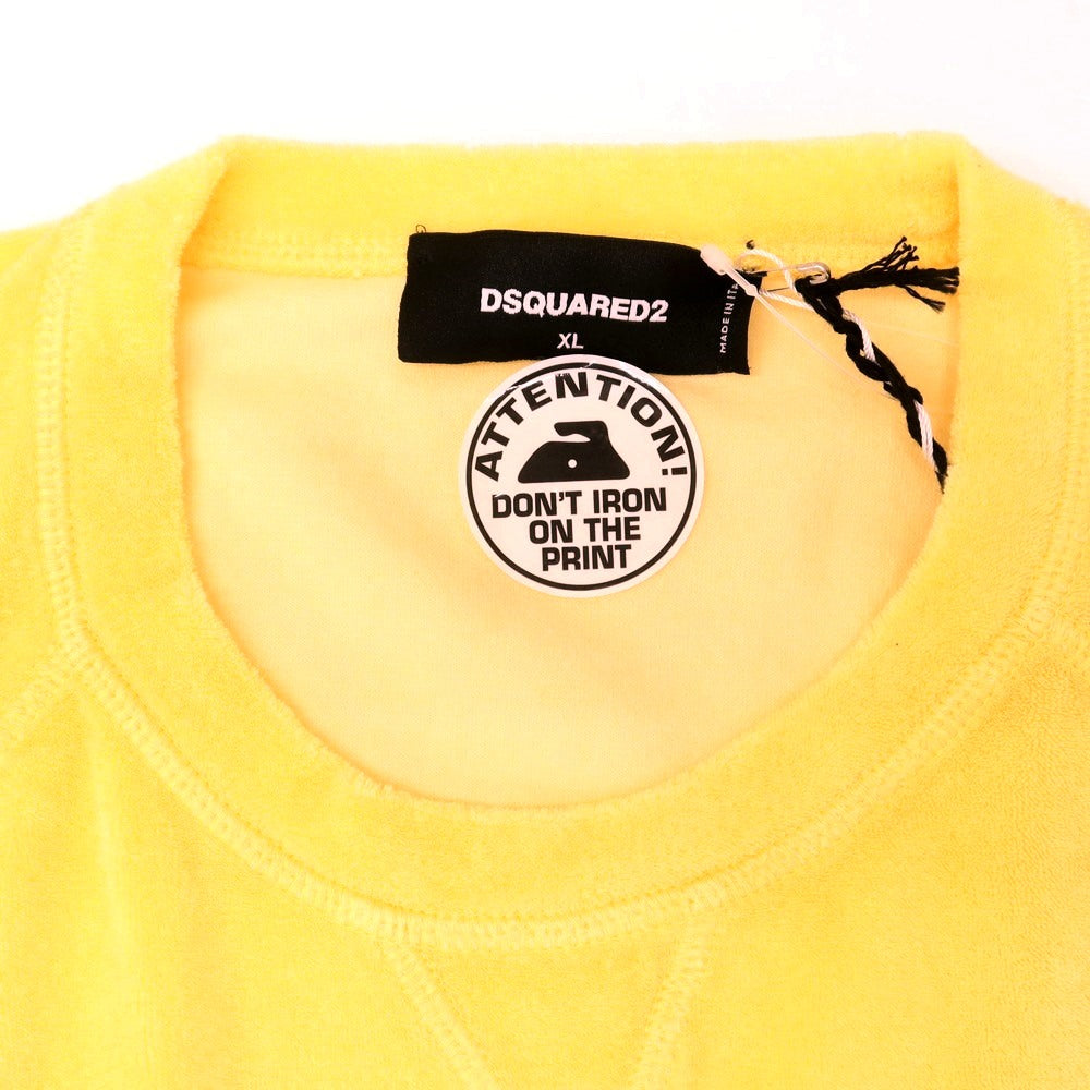 【新品】ディースクエアード DSQUARED2 コットンナイロン パイル クルーネック スウェット イエロー【 XL 】【 状態ランクN 】【 メンズ 】