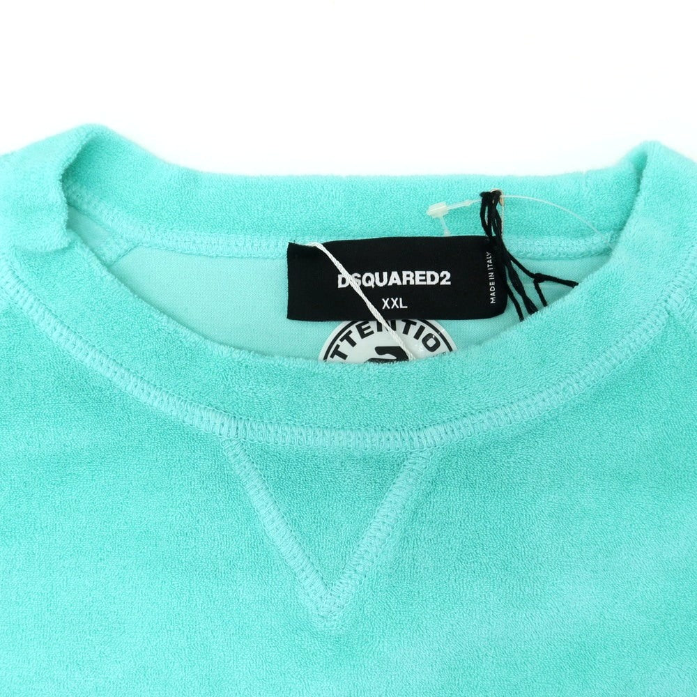 【新品】ディースクエアード DSQUARED2 コットンナイロン パイル クルーネック スウェット ミント【 XXL 】【 状態ランクN 】【 メンズ 】