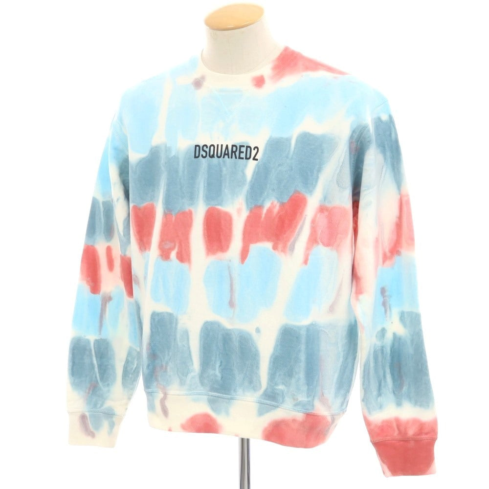 【新品】ディースクエアード DSQUARED2 コットン クルーネック スウェット ホワイトxライトブルー【 S 】【 状態ランクN 】【 メンズ 】