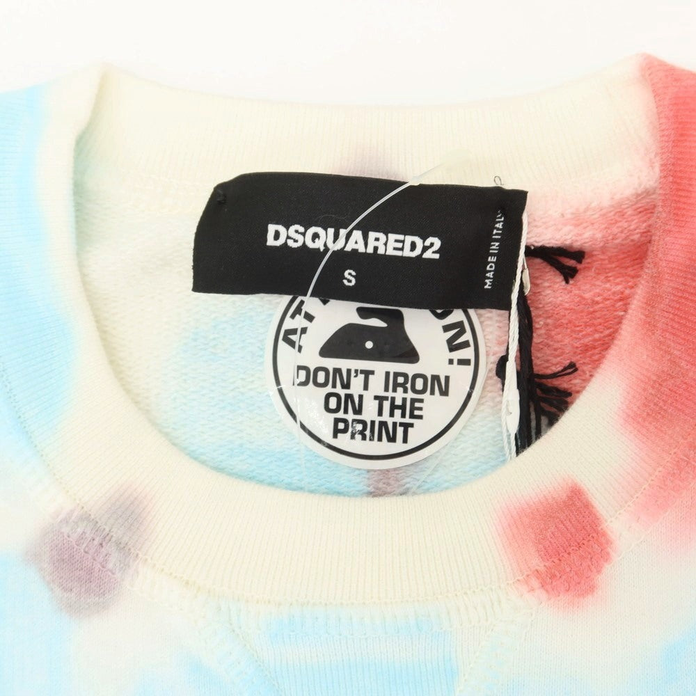 【新品】ディースクエアード DSQUARED2 コットン クルーネック スウェット ホワイトxライトブルー【 S 】【 状態ランクN 】【 メンズ 】