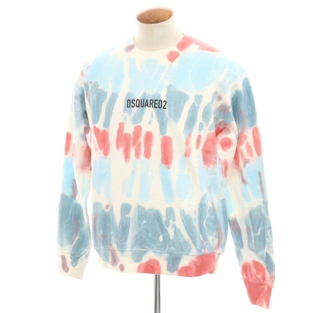 【新品】ディースクエアード DSQUARED2 コットン クルーネック スウェット ホワイトxライトブルー【 M 】【 状態ランクN 】【 メンズ 】