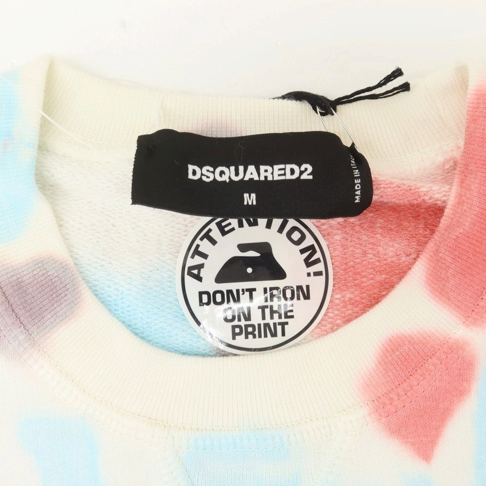 【新品】ディースクエアード DSQUARED2 コットン クルーネック スウェット ホワイトxライトブルー【 M 】【 状態ランクN 】【 メンズ 】