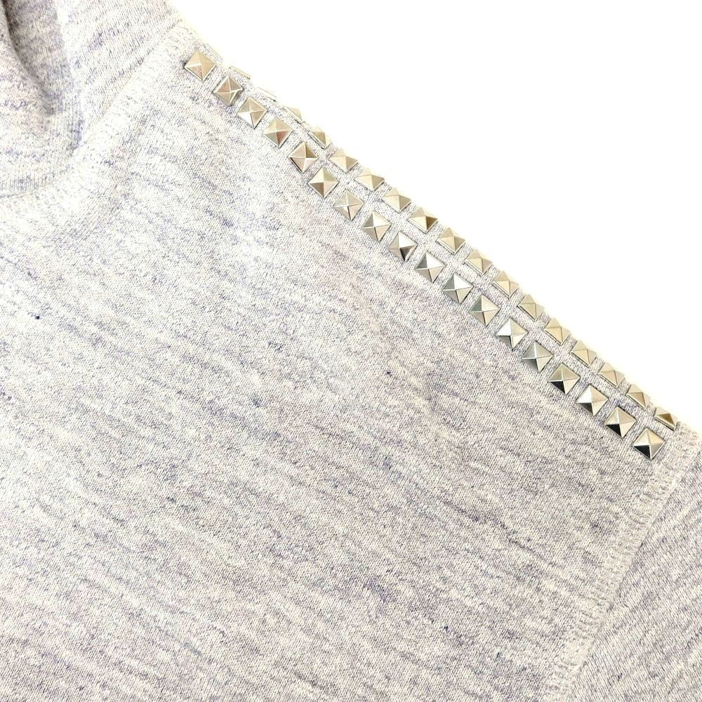 【新品】ディースクエアード DSQUARED2 コットンレーヨン スウェット ダメージ加工 スタッズ パーカー ネイビーxホワイト【 XL 】【 状態ランクN 】【 メンズ 】