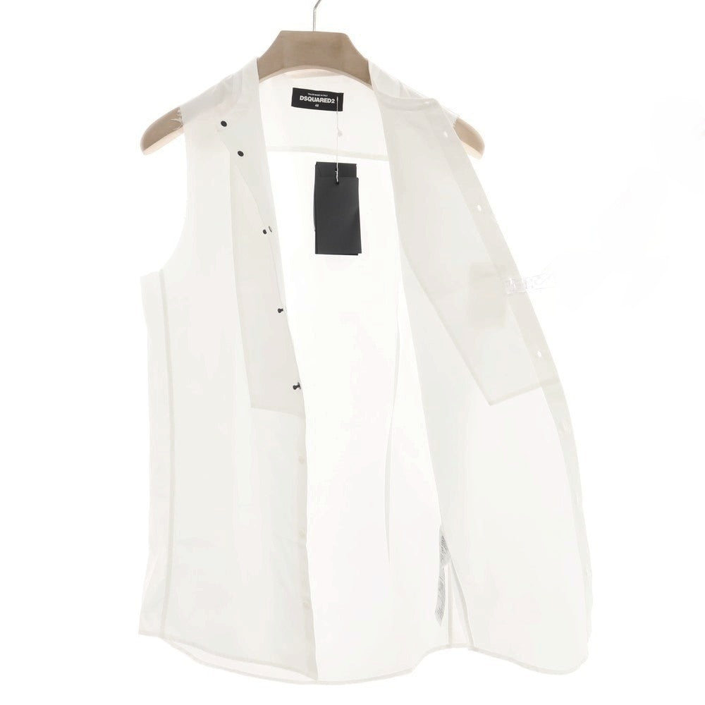 【新品】ディースクエアード DSQUARED2 コットン バンドカラー ノースリーブ シャツ ホワイト【 48 】【 状態ランクN 】【 メンズ 】