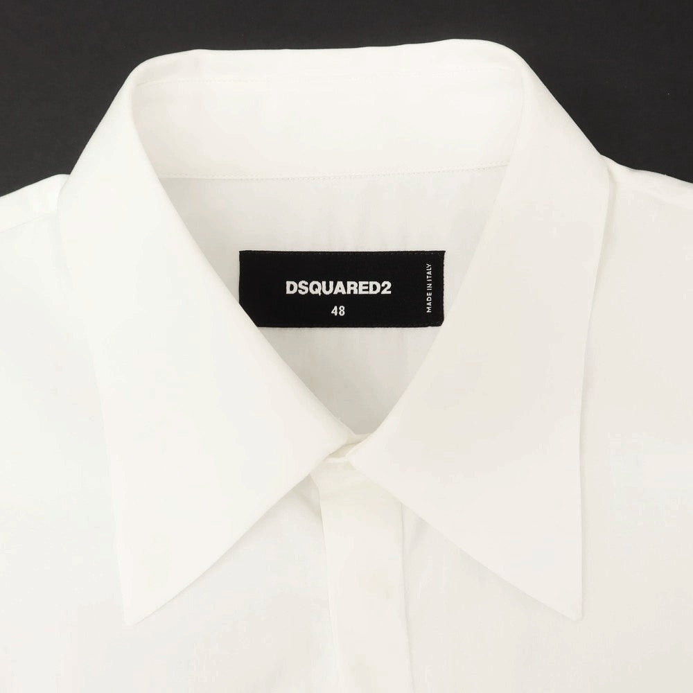 【新品アウトレット】ディースクエアード DSQUARED2 コットン レギュラーカラー カジュアルシャツ ホワイト【 48 】【 状態ランクN- 】【 メンズ 】