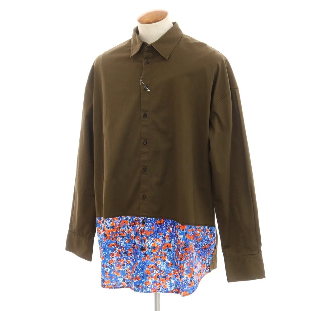 【新品】ディースクエアード DSQUARED2 ストレッチ コットン カジュアルシャツ ダークカーキxブルー【 46 】【 状態ランクN 】【 メンズ 】