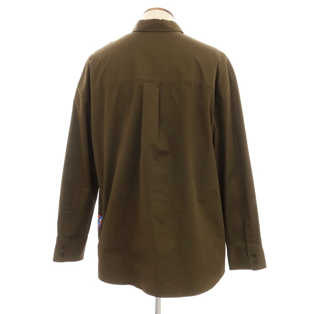 【新品】ディースクエアード DSQUARED2 ストレッチ コットン カジュアルシャツ ダークカーキxブルー【 46 】【 状態ランクN 】【 メンズ 】
