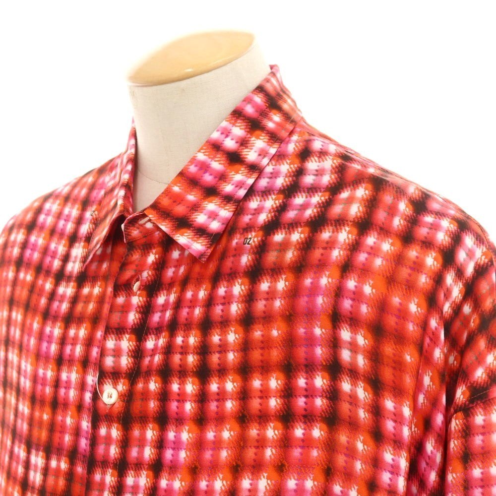 【新品】ディースクエアード DSQUARED2 レーヨン チェック カジュアルシャツ レッド【 44 】【 状態ランクN 】【 メンズ 】