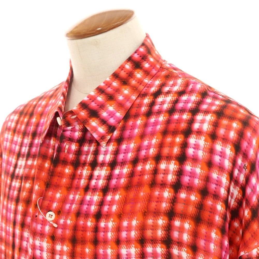 【新品】ディースクエアード DSQUARED2 レーヨン チェック カジュアルシャツ レッド【 46 】【 状態ランクN 】【 メンズ 】