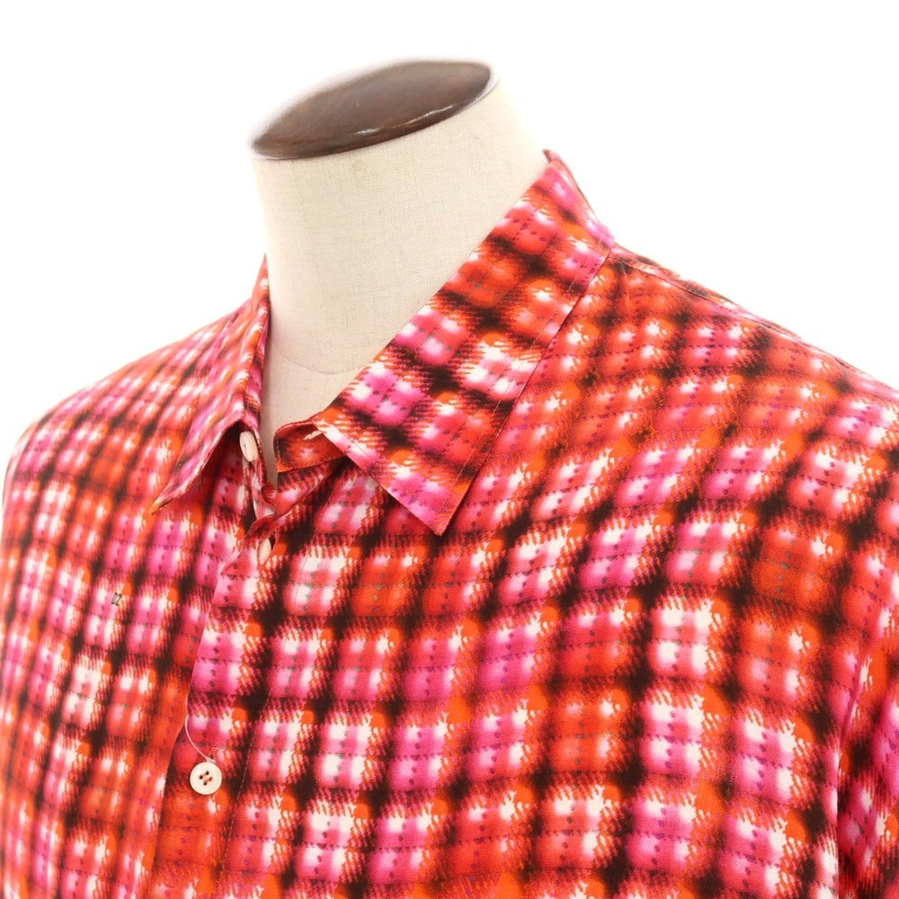 【新品】ディースクエアード DSQUARED2 レーヨン チェック カジュアルシャツ レッド【 48 】【 状態ランクN 】【 メンズ 】