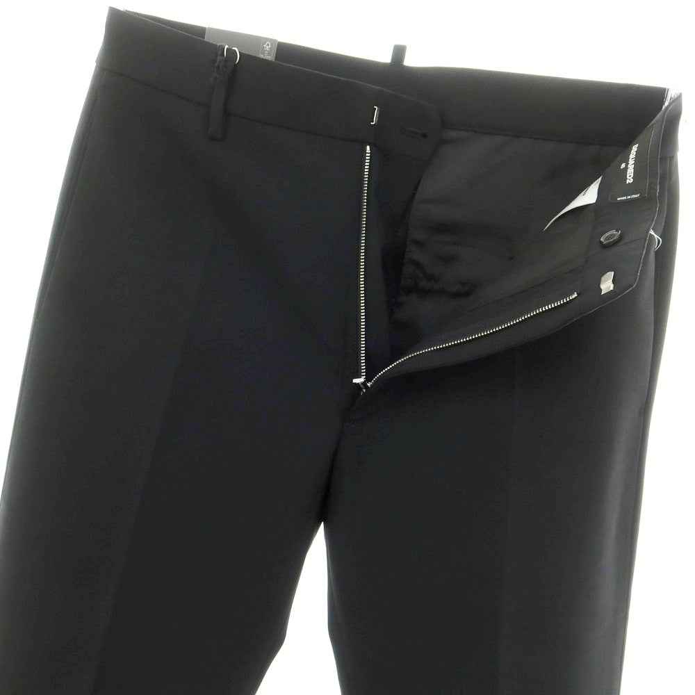 【新品】ディースクエアード DSQUARED2 ストレッチ ウール セミフレア カジュアルスラックスパンツ ブラック【 46 】【 状態ランクN 】【 メンズ 】
