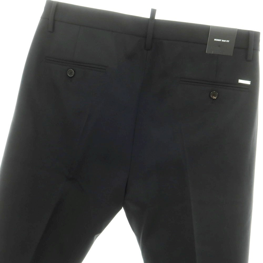 【新品】ディースクエアード DSQUARED2 ストレッチ ウール カジュアルスラックスパンツ ブラック【 50 】【 状態ランクN 】【 メンズ 】