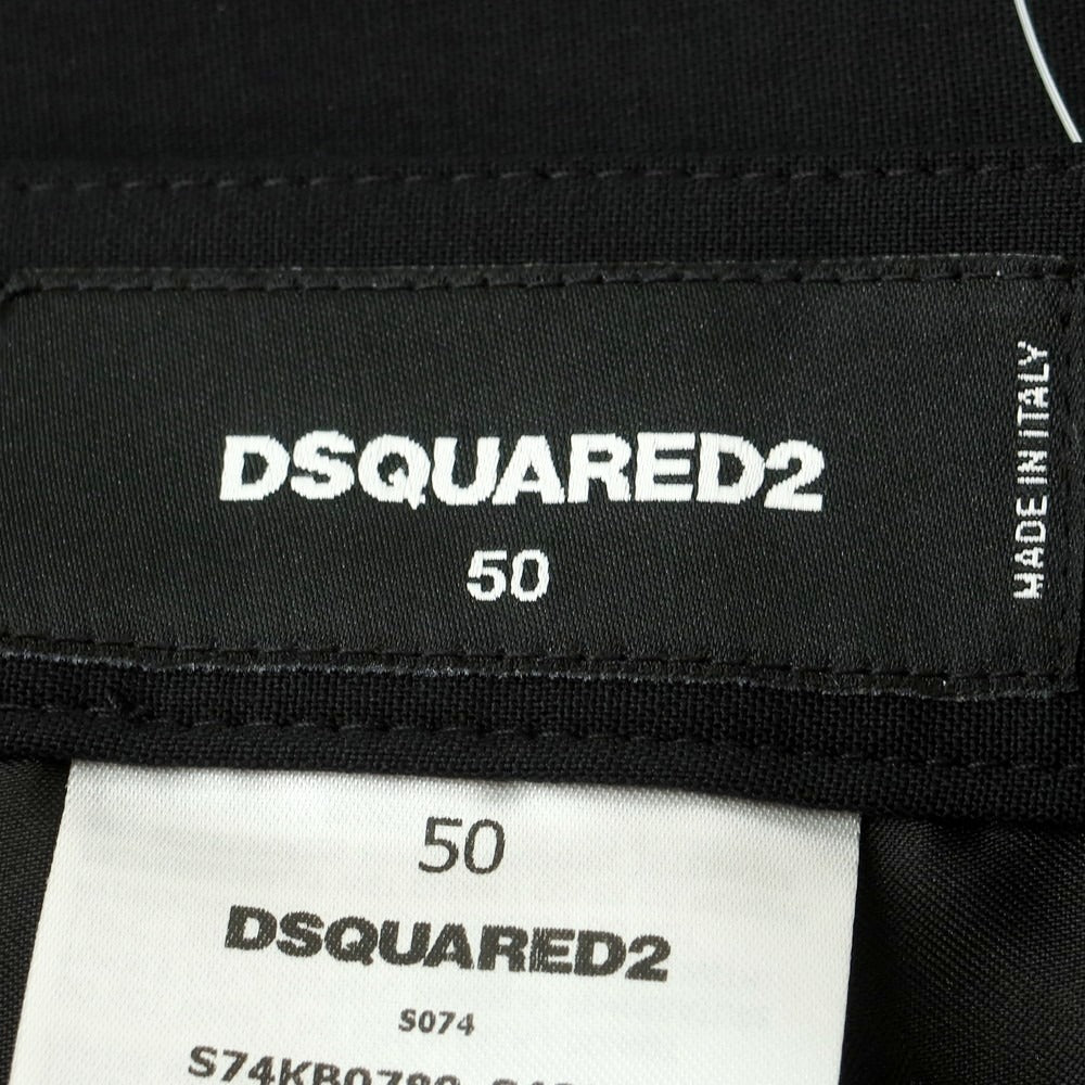 【新品】ディースクエアード DSQUARED2 ストレッチ ウール カジュアルスラックスパンツ ブラック【 50 】【 状態ランクN 】【 メンズ 】