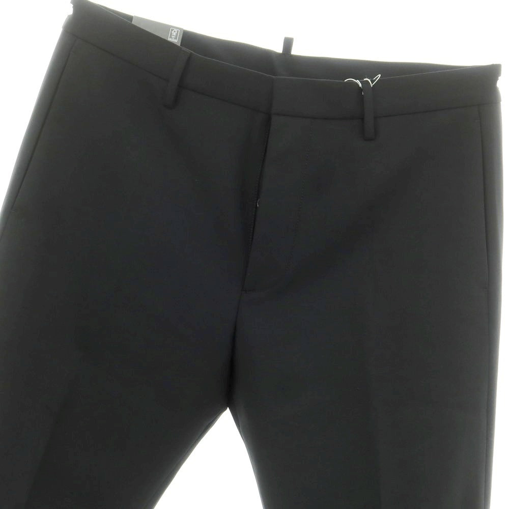 【新品】ディースクエアード DSQUARED2 ストレッチ ウール カジュアルスラックスパンツ ブラック【 50 】【 状態ランクN 】【 メンズ 】