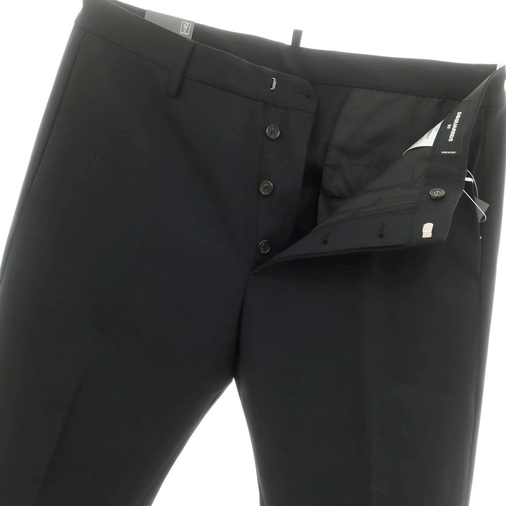 【新品】ディースクエアード DSQUARED2 ストレッチ ウール カジュアルスラックスパンツ ブラック【 50 】【 状態ランクN 】【 メンズ 】