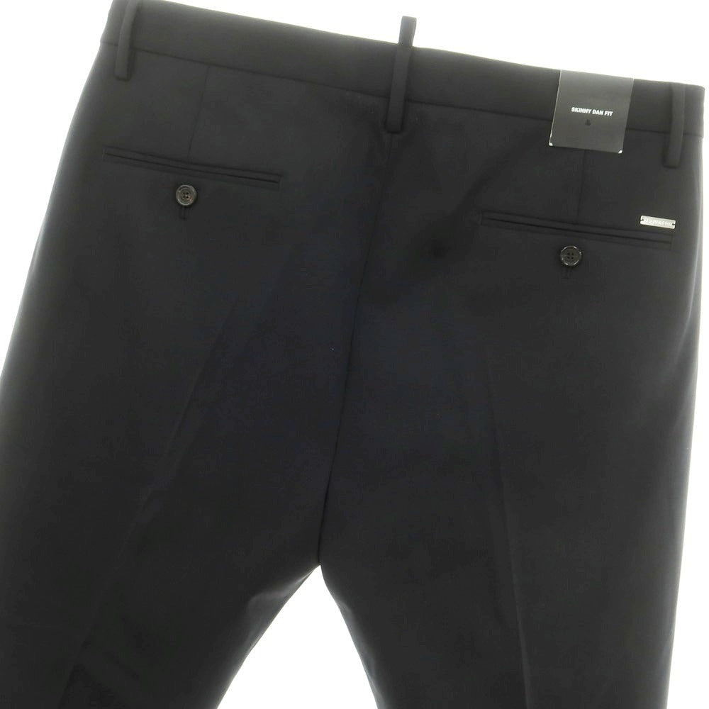 【新品】ディースクエアード DSQUARED2 ストレッチ ウール カジュアルスラックスパンツ ブラック【 50 】【 状態ランクN 】【 メンズ 】