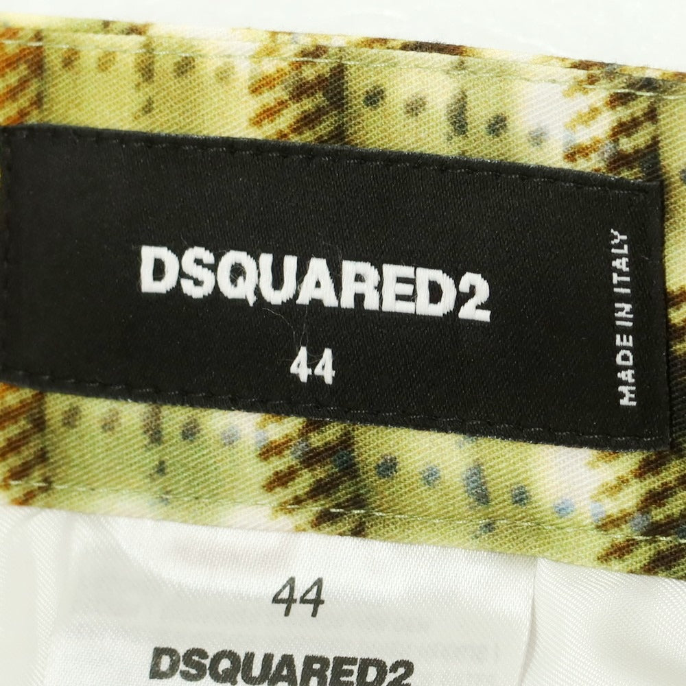 【新品】ディースクエアード DSQUARED2 コットン チェック フレア カジュアルスラックスパンツ オリーブグリーンxオレンジ【 44 】【 状態ランクN 】【 メンズ 】