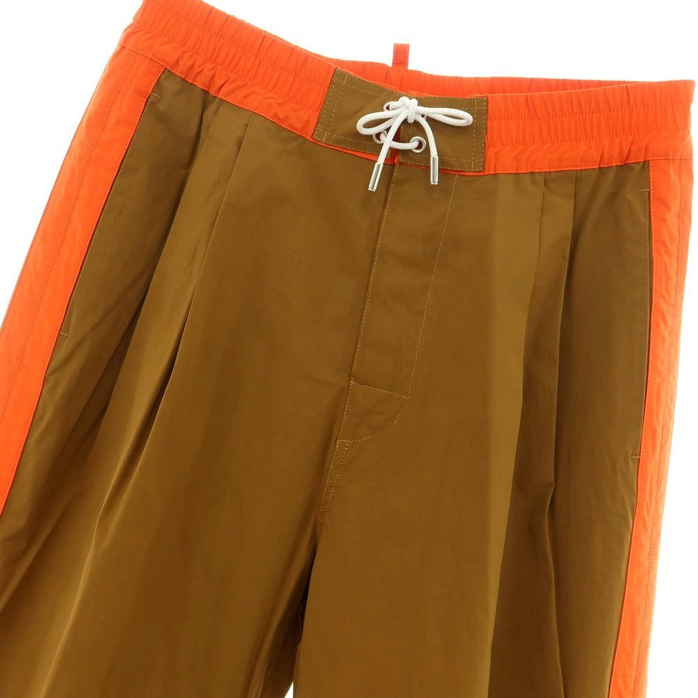【新品】ディースクエアード DSQUARED2 ストレッチ コットン ワイド イージーパンツ キャメルブラウンxオレンジ【 48 】【 状態ランクN 】【 メンズ 】