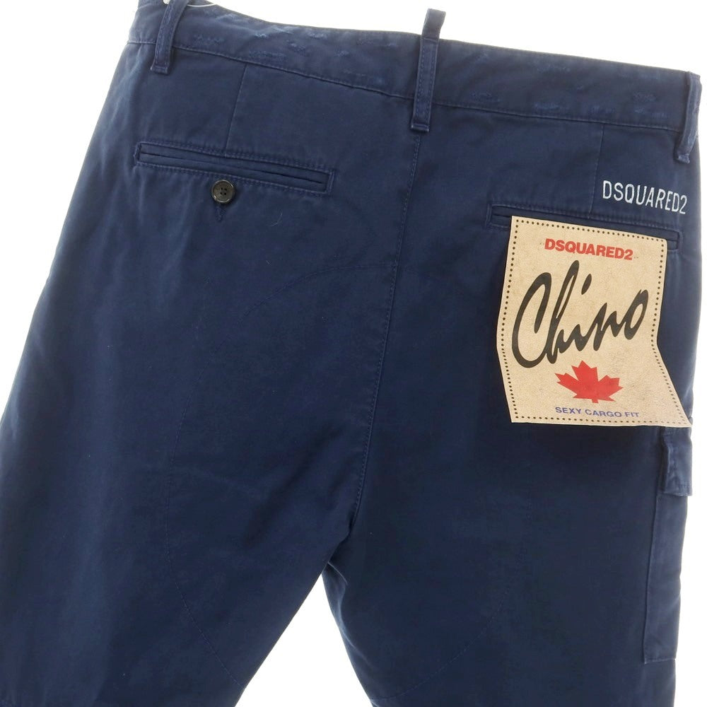 【新品】ディースクエアード DSQUARED2 ダメージ&リペア加工 コットン カーゴパンツ ネイビー【 44 】【 状態ランクN 】【 メンズ 】