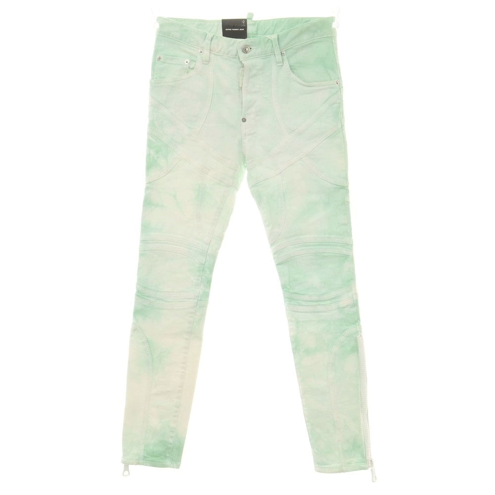 【新品アウトレット】ディースクエアード DSQUARED2 ストレッチ コットン デニムパンツ ライトグリーンxホワイト【 42 】【 状態ランクN- 】【 メンズ 】