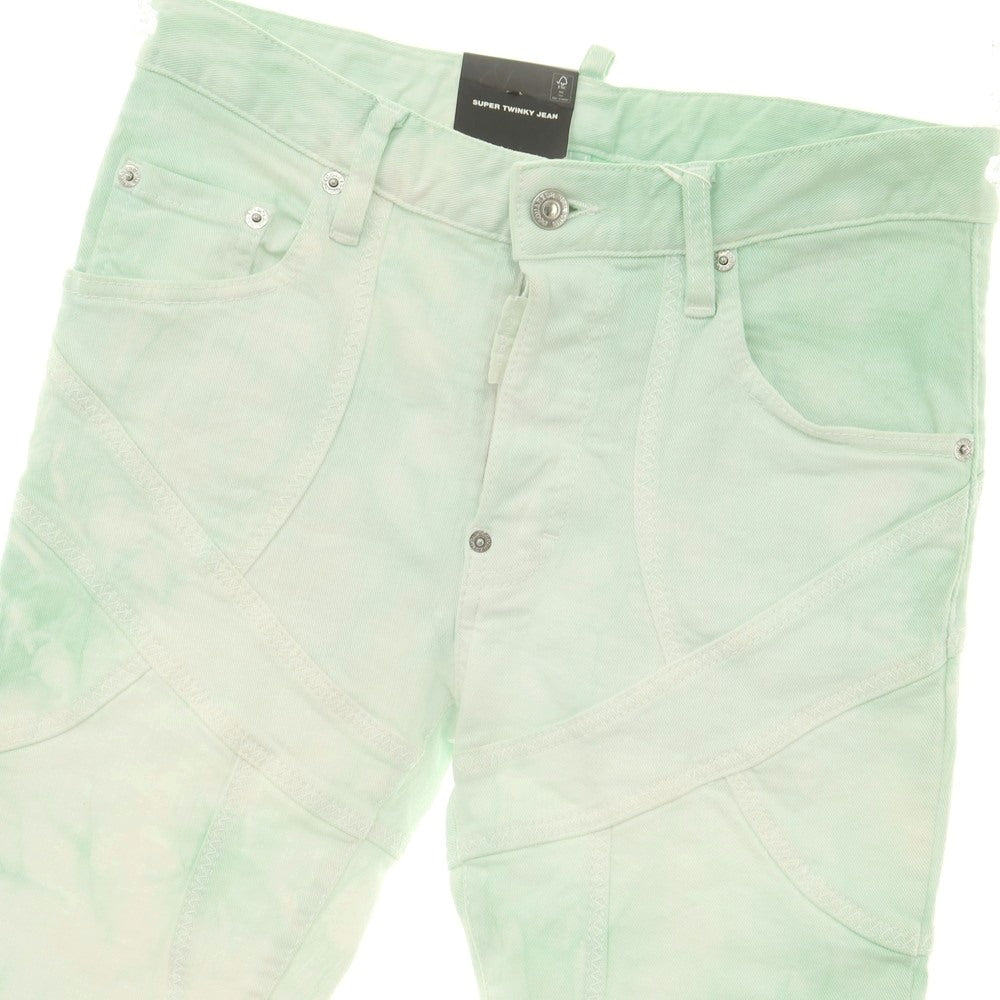 【新品アウトレット】ディースクエアード DSQUARED2 ストレッチ コットン デニムパンツ ライトグリーンxホワイト【 42 】【 状態ランクN- 】【 メンズ 】