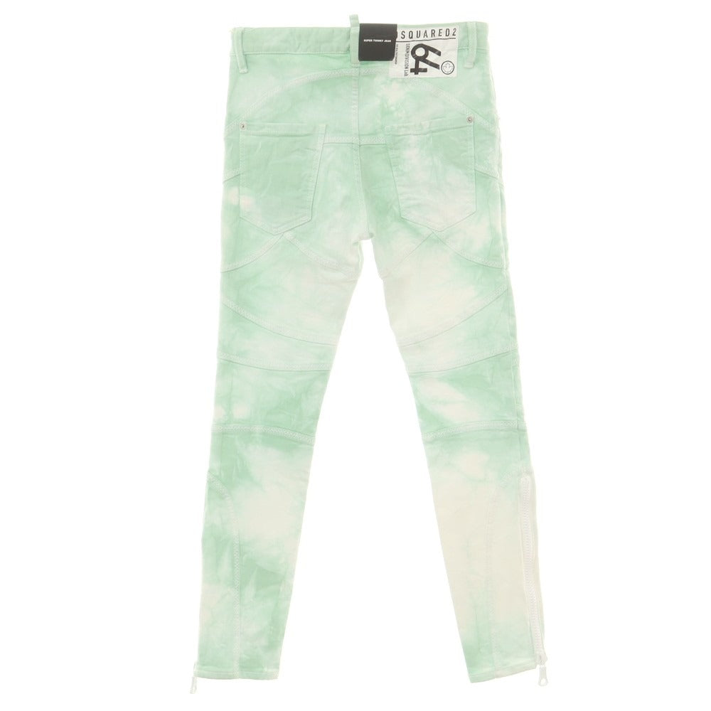 【新品アウトレット】ディースクエアード DSQUARED2 ストレッチ コットン デニムパンツ ライトグリーンxホワイト【 42 】【 状態ランクN- 】【 メンズ 】