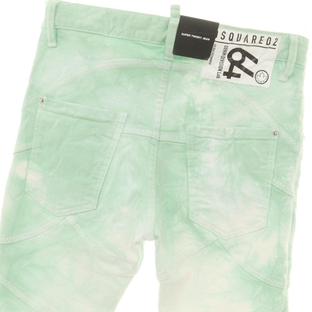【新品アウトレット】ディースクエアード DSQUARED2 ストレッチ コットン デニムパンツ ライトグリーンxホワイト【 42 】【 状態ランクN- 】【 メンズ 】