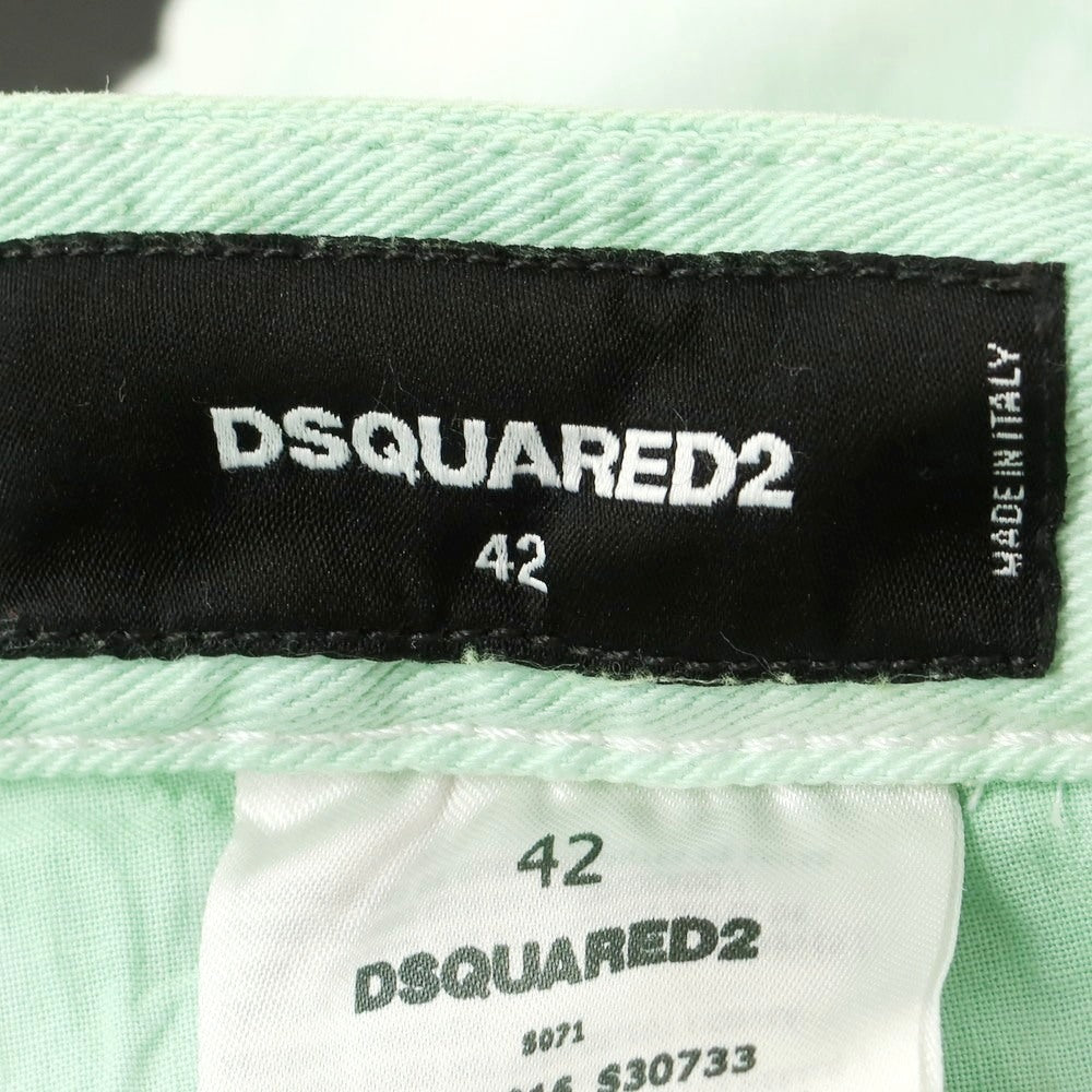 【新品アウトレット】ディースクエアード DSQUARED2 ストレッチ コットン デニムパンツ ライトグリーンxホワイト【 42 】【 状態ランクN- 】【 メンズ 】