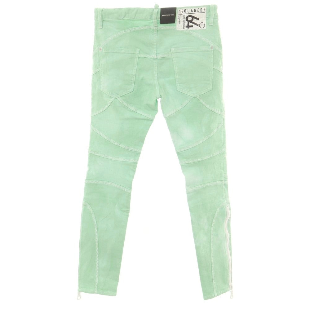 【新品】ディースクエアード DSQUARED2 ストレッチ コットン デニムパンツ ライトグリーンxホワイト【 48 】【 状態ランクN 】【 メンズ 】