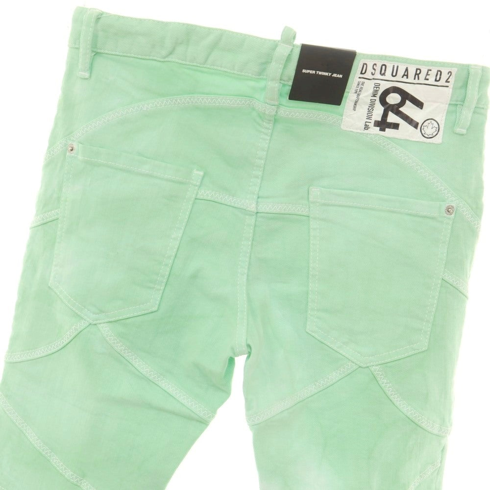 【新品】ディースクエアード DSQUARED2 ストレッチ コットン デニムパンツ ライトグリーンxホワイト【 48 】【 状態ランクN 】【 メンズ 】