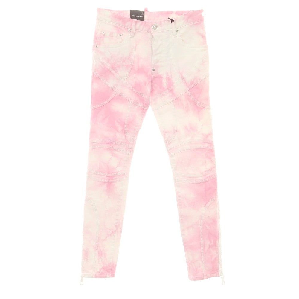 【新品】ディースクエアード DSQUARED2 ストレッチ コットン デニムパンツ ピンクxホワイト【 44 】【 状態ランクN 】【 メンズ 】