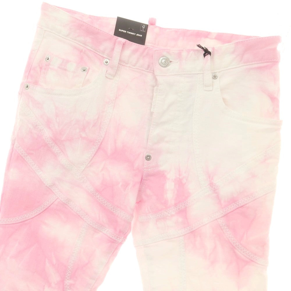【新品】ディースクエアード DSQUARED2 ストレッチ コットン デニムパンツ ピンクxホワイト【 44 】【 状態ランクN 】【 メンズ 】