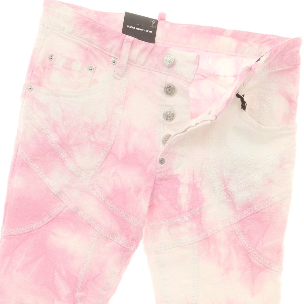 【新品】ディースクエアード DSQUARED2 ストレッチ コットン デニムパンツ ピンクxホワイト【 44 】【 状態ランクN 】【 メンズ 】
