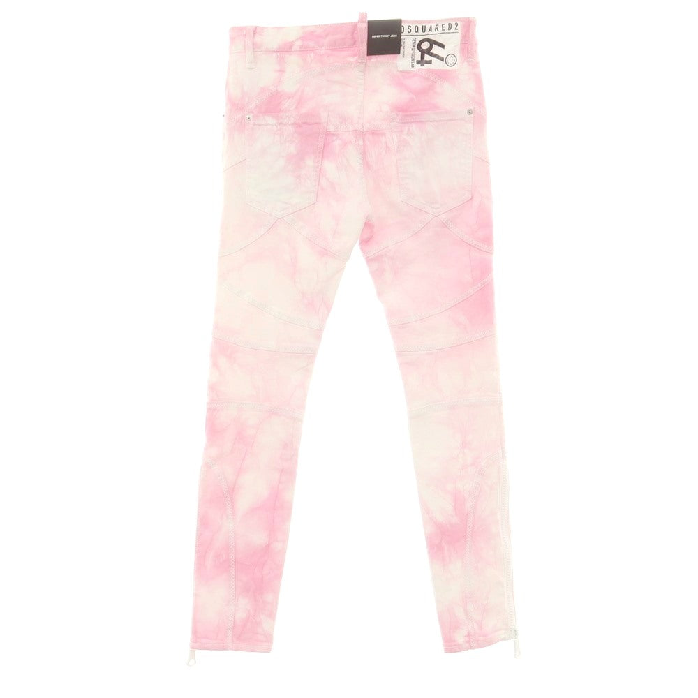 【新品】ディースクエアード DSQUARED2 ストレッチ コットン デニムパンツ ピンクxホワイト【 44 】【 状態ランクN 】【 メンズ 】