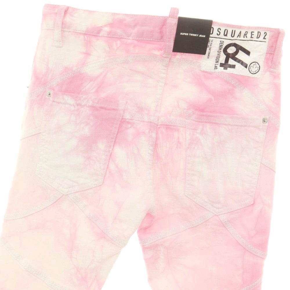 【新品】ディースクエアード DSQUARED2 ストレッチ コットン デニムパンツ ピンクxホワイト【 44 】【 状態ランクN 】【 メンズ 】
