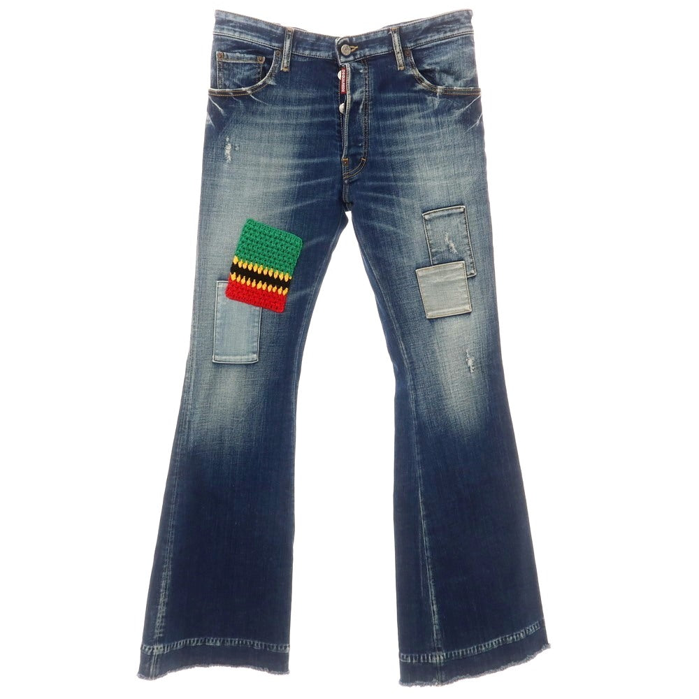【新品アウトレット】ディースクエアード DSQUARED2 ストレッチ コットン フレア ジーンズ デニムパンツ ネイビー【 48 】【 状態ランクN- 】【 メンズ 】
