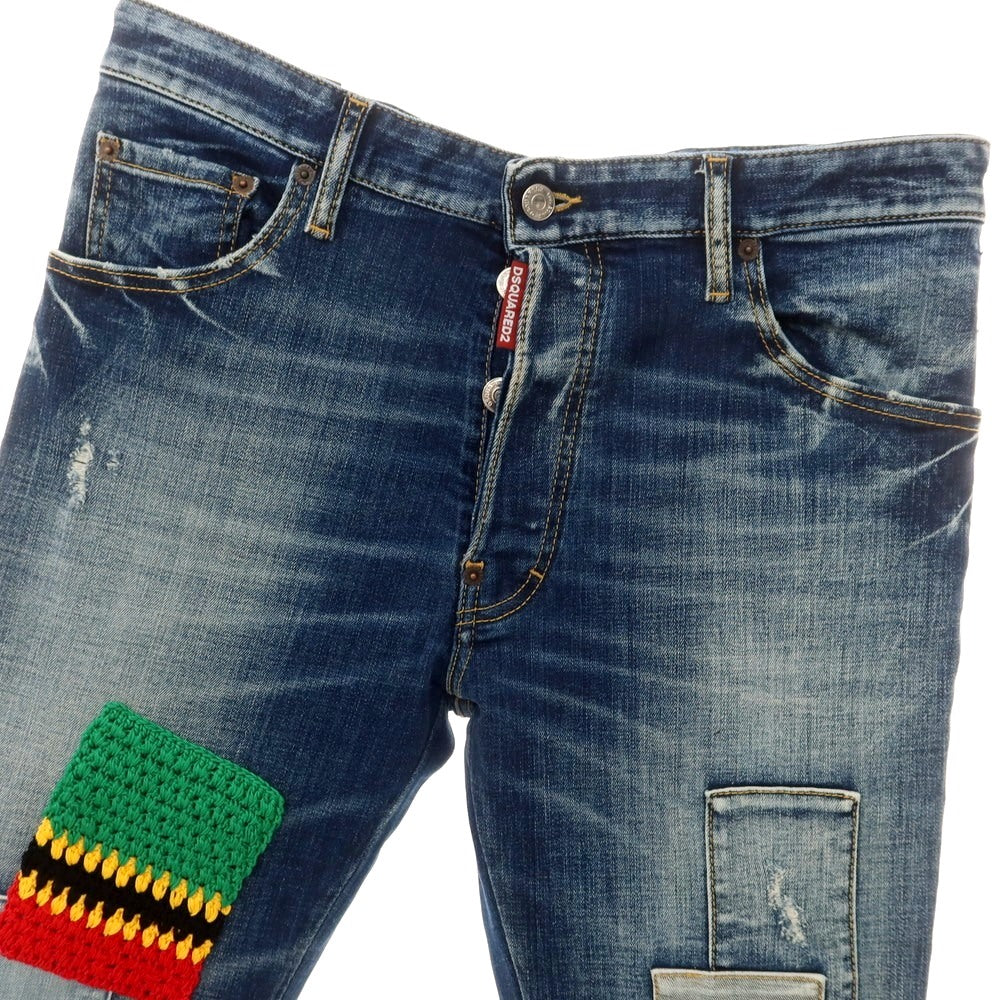 【新品アウトレット】ディースクエアード DSQUARED2 ストレッチ コットン フレア ジーンズ デニムパンツ ネイビー【 48 】【 状態ランクN- 】【 メンズ 】