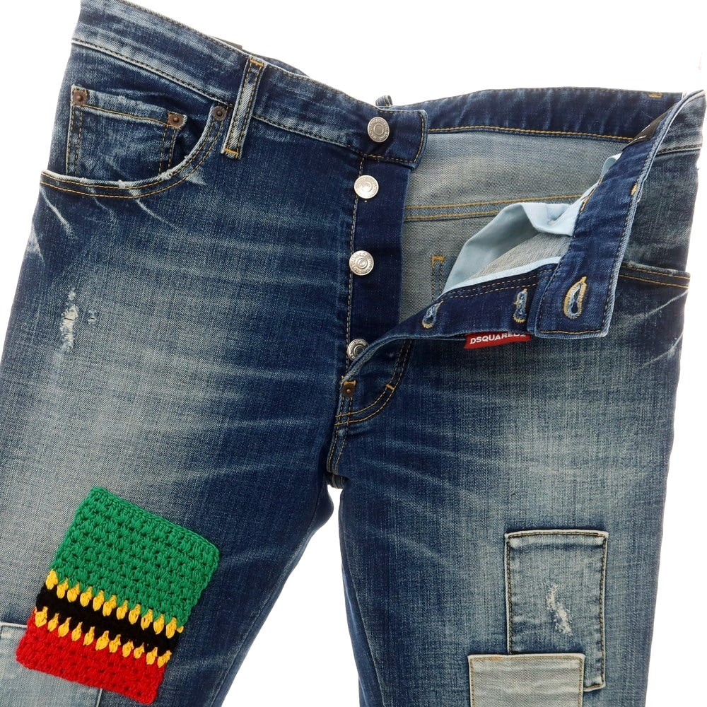 【新品アウトレット】ディースクエアード DSQUARED2 ストレッチ コットン フレア ジーンズ デニムパンツ ネイビー【 48 】【 状態ランクN- 】【 メンズ 】