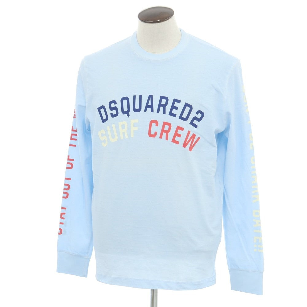 【新品アウトレット】ディースクエアード DSQUARED2 コットン クルーネック 長袖Tシャツ ライトブルー【 L 】【 状態ランクN- 】【 メンズ 】