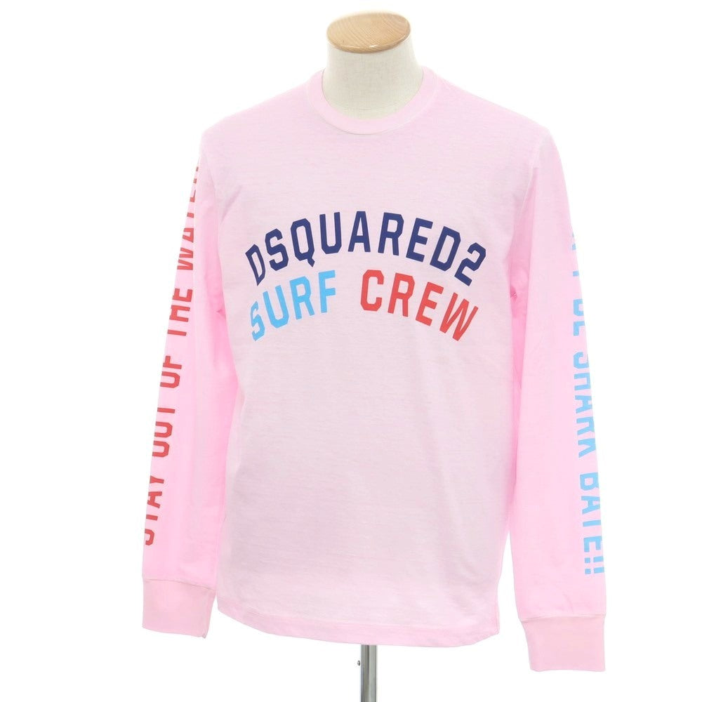 【新品アウトレット】ディースクエアード DSQUARED2 コットン クルーネック 長袖Tシャツ ライトピンク【 S 】【 状態ランクN- 】【 メンズ 】
