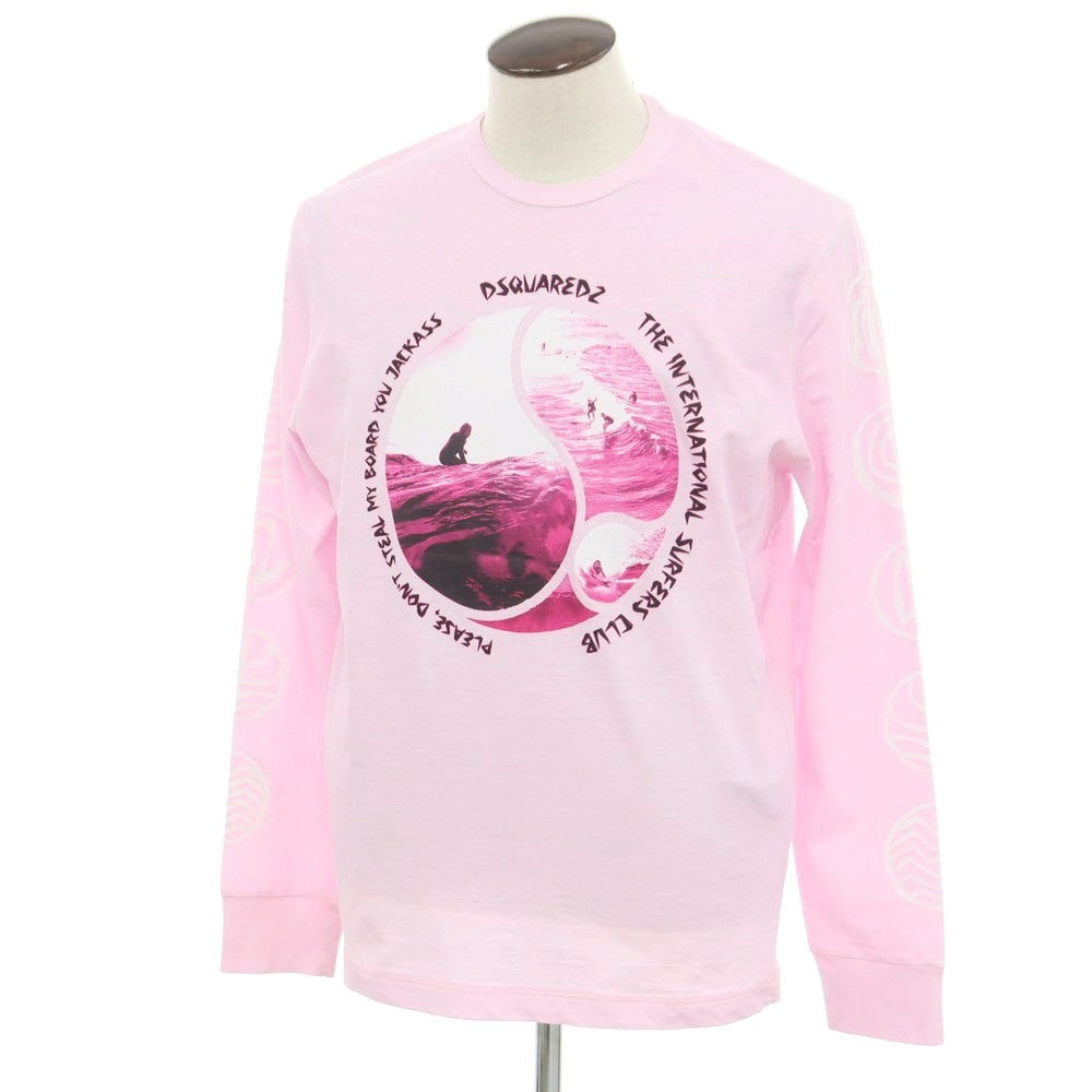 【新品アウトレット】ディースクエアード DSQUARED2 コットン クルーネック 長袖Tシャツ ライトピンク【 L 】【 状態ランクN- 】【 メンズ 】