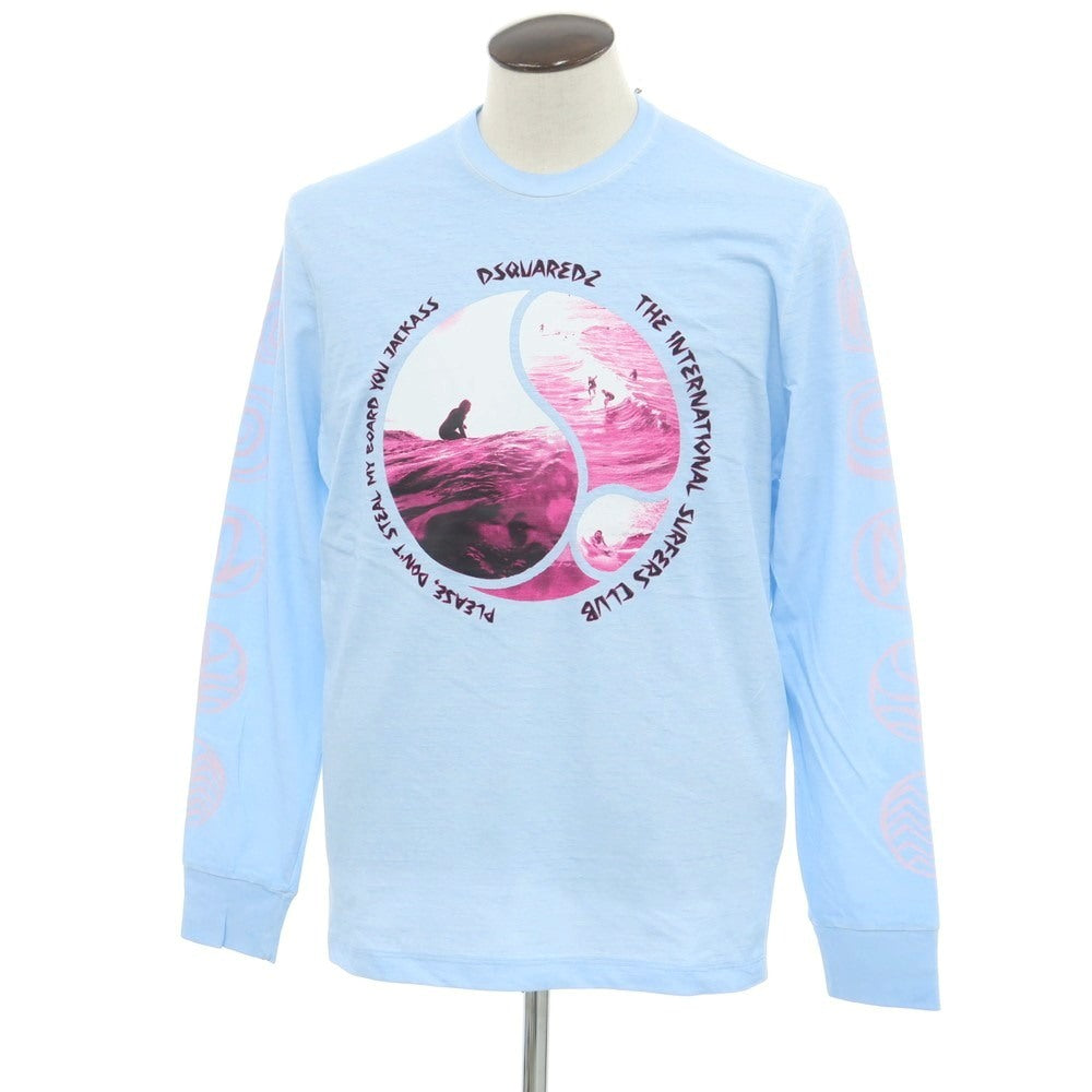 【新品アウトレット】ディースクエアード DSQUARED2 コットン クルーネック 長袖Tシャツ ライトブルー【 L 】【 状態ランクN- 】【 メンズ 】